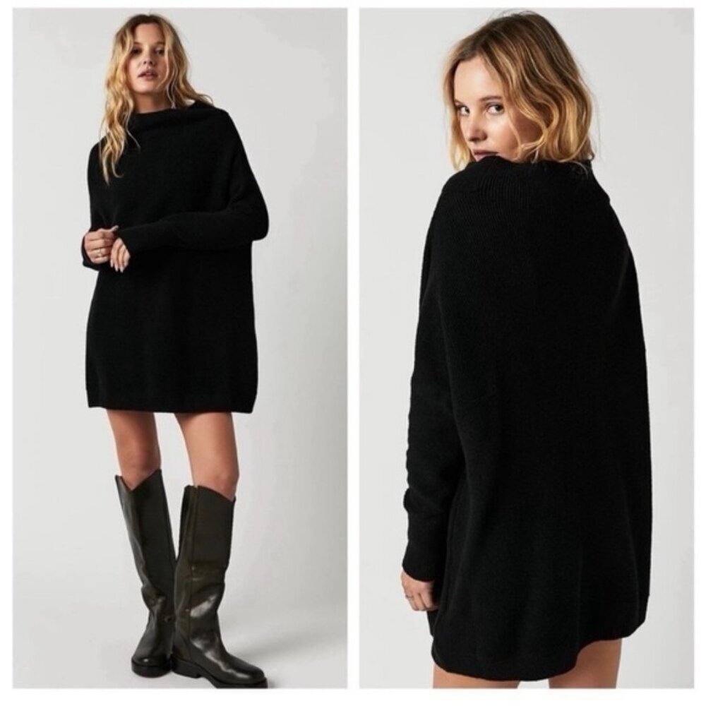 Free People Ottoman Slouchy Tunic Top Sweater Knit Mini Dress Oversized Loose FP